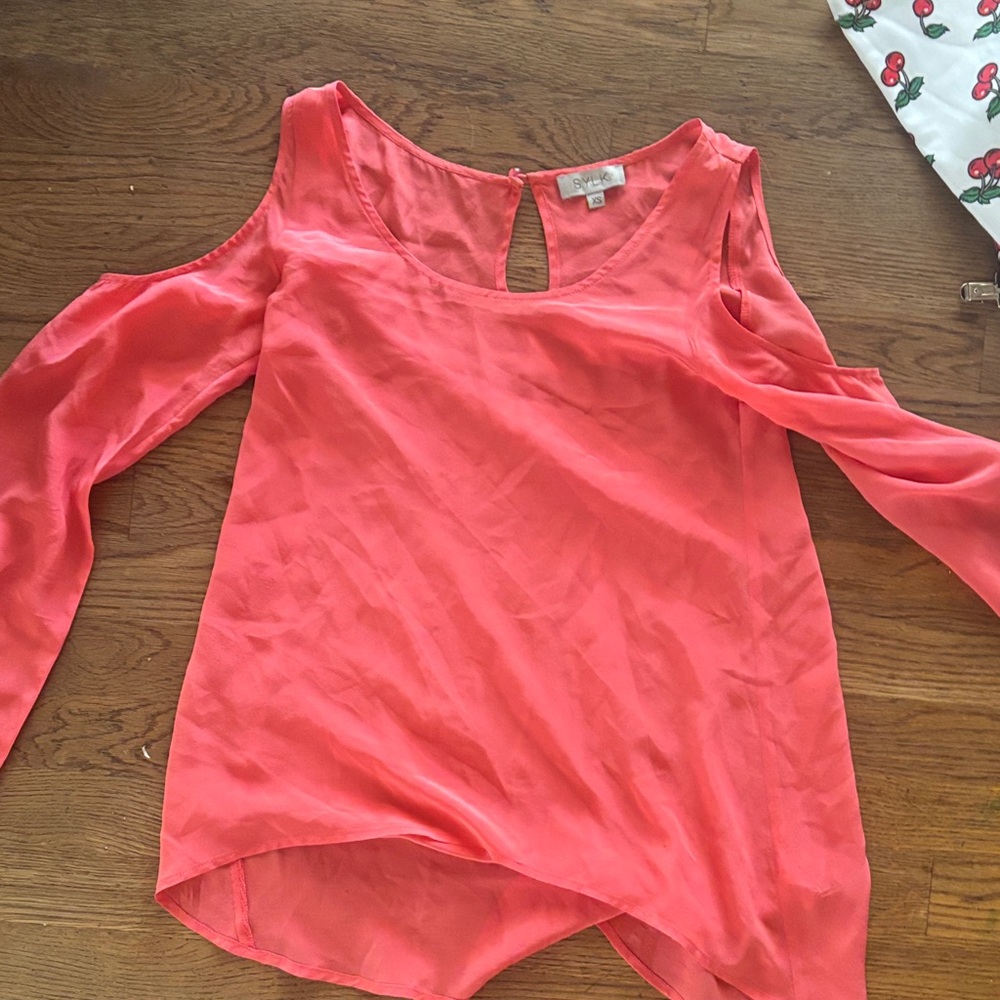Elegant Cold Shoulder Blouse in Vibrant Coral